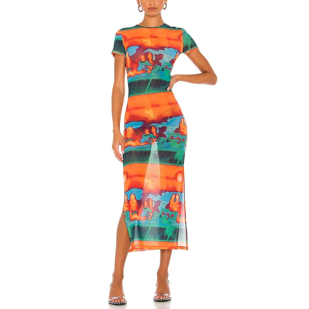 Miaou Sheer Multicolor Billie Mesh Dress Size XS